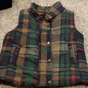 green flannel vest